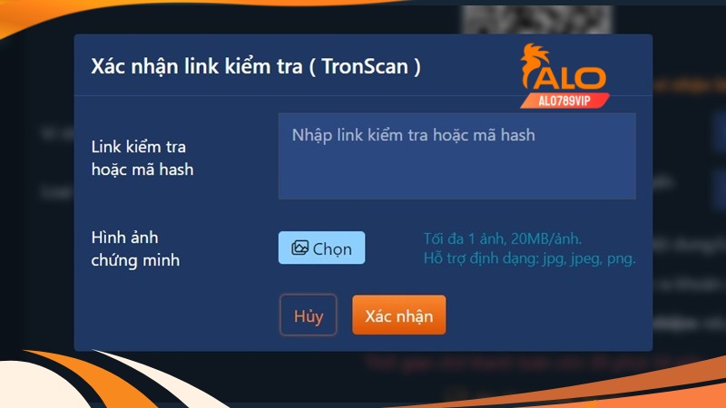 Gửi hình ảnh để xác minh giao dịch nạp tiền usdt thành công